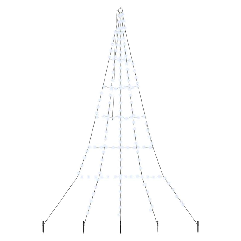vidaXL LED Karácsonyfák talajráccsal Hideg fehér 306 cm Fém