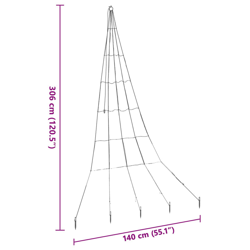 vidaXL LED Karácsonyfák talajráccsal 168 LED-del Sokszínű 306 cm Fém