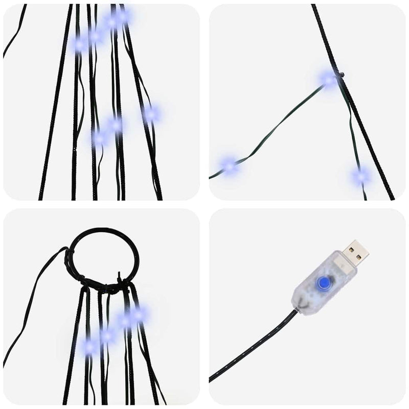 vidaXL LED Karácsonyfák talajráccsal 168 LED-del Kék 306 cm Fém