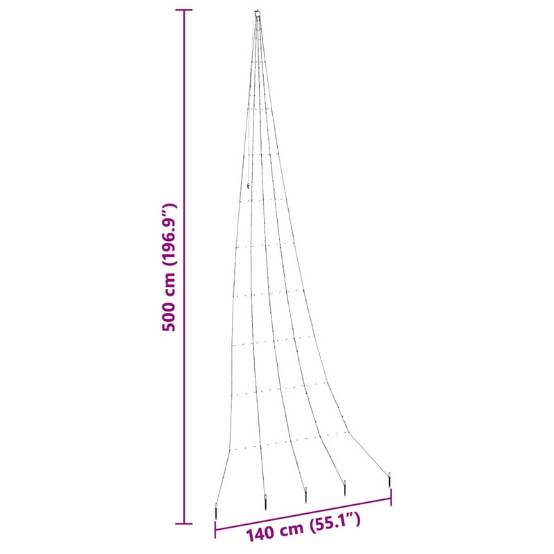 vidaXL LED Karácsonyi Fenyő 276 LED-del Hideg fehér 511 cm Fém