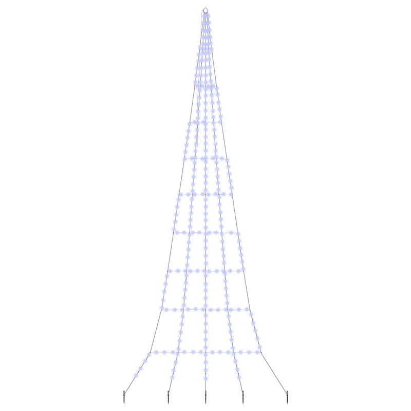 vidaXL LED Karácsonyfák talajráccsal 276 LED-del Kék 511 cm Fém