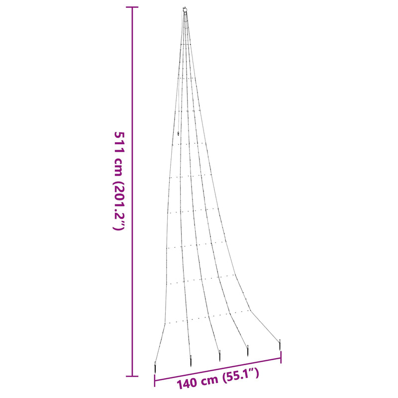 vidaXL LED Karácsonyfák talajráccsal 276 LED-del Kék 511 cm Fém