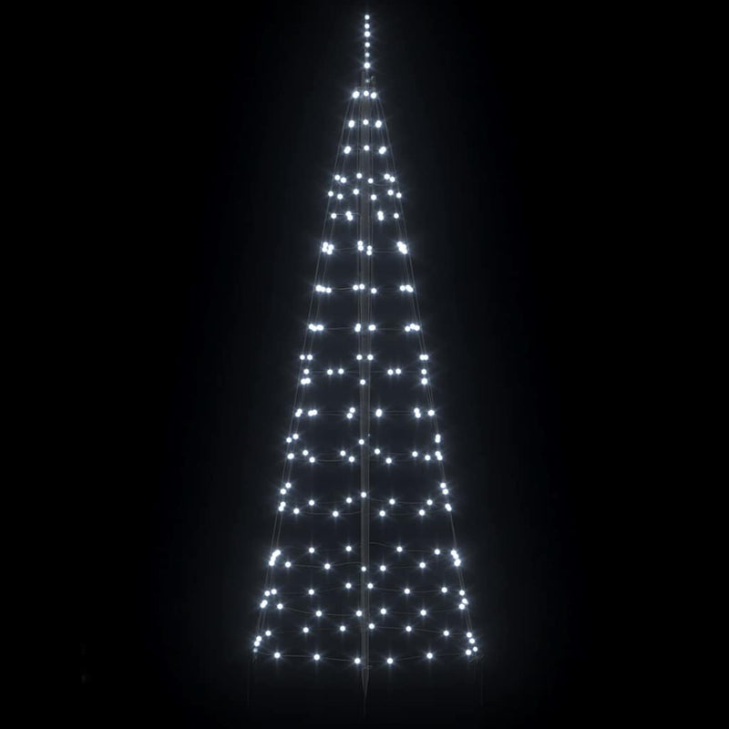 vidaXL LED Karácsonyfák talajráccsal Hideg fehér 250 cm Vas