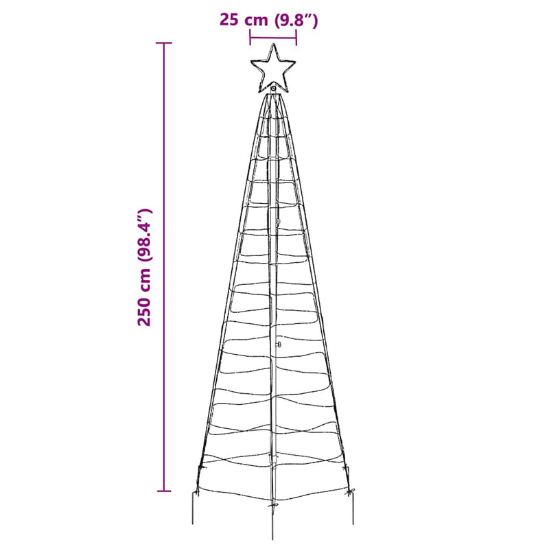 vidaXL LED Karácsonyfák talajráccsal Hideg fehér 250 cm Vas