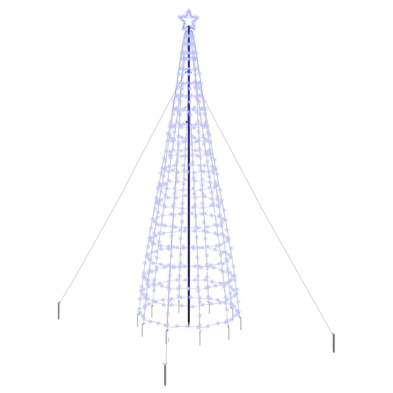 vidaXL LED Karácsonyfák talajráccsal 800 LED-del Kék 400 cm Vas