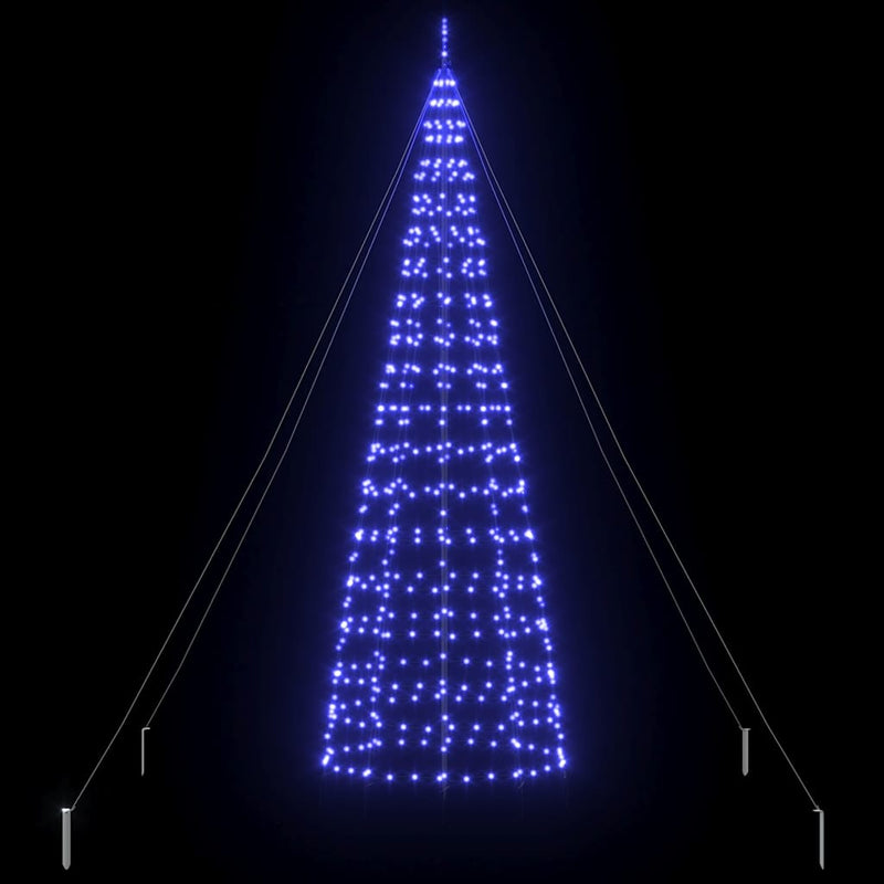 vidaXL LED Karácsonyfák talajráccsal 800 LED-del Kék 400 cm Vas