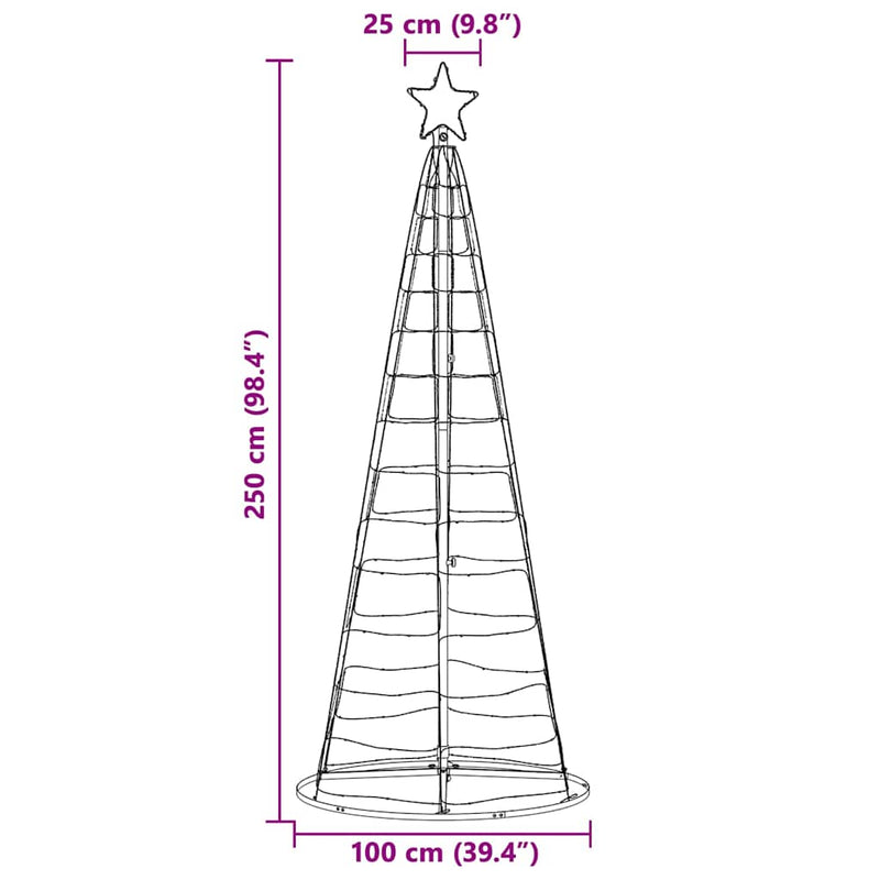 vidaXL LED Karácsonyi Fenyő 390 LED-del állvánnyal Kék 250 cm Vas