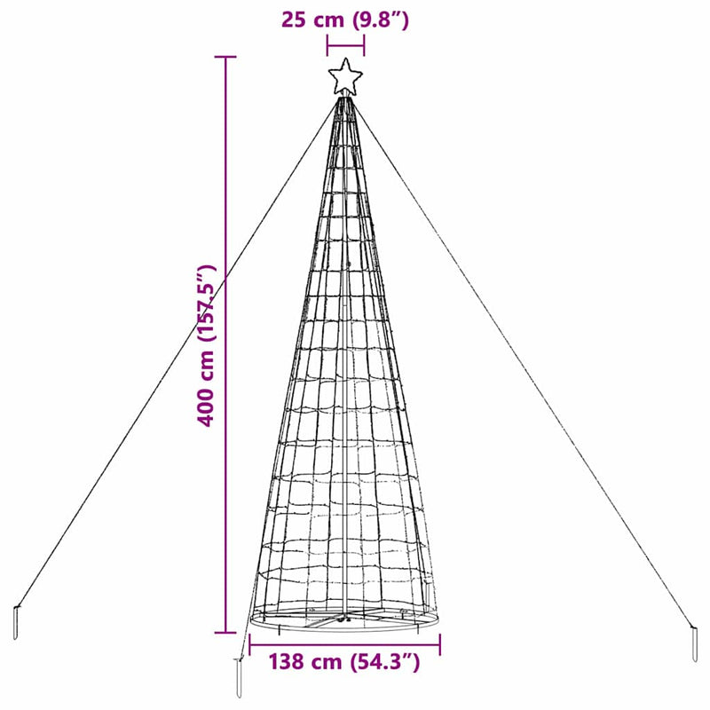 vidaXL LED Karácsonyi Fenyő 800 LED-del Meleg fehér 400 cm Vas