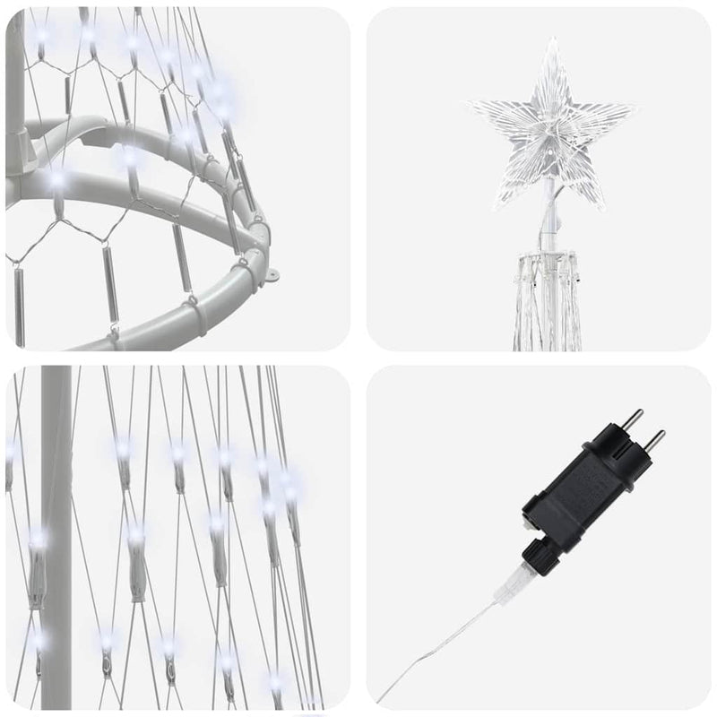 vidaXL LED Karácsonyi Fenyő Hideg fehér 51 x 51 x 190 cm Fém