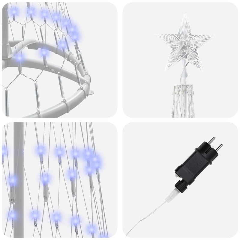 vidaXL LED Karácsonyi Fenyő 230 LED-del Kék 51 x 51 x 190 cm Fém