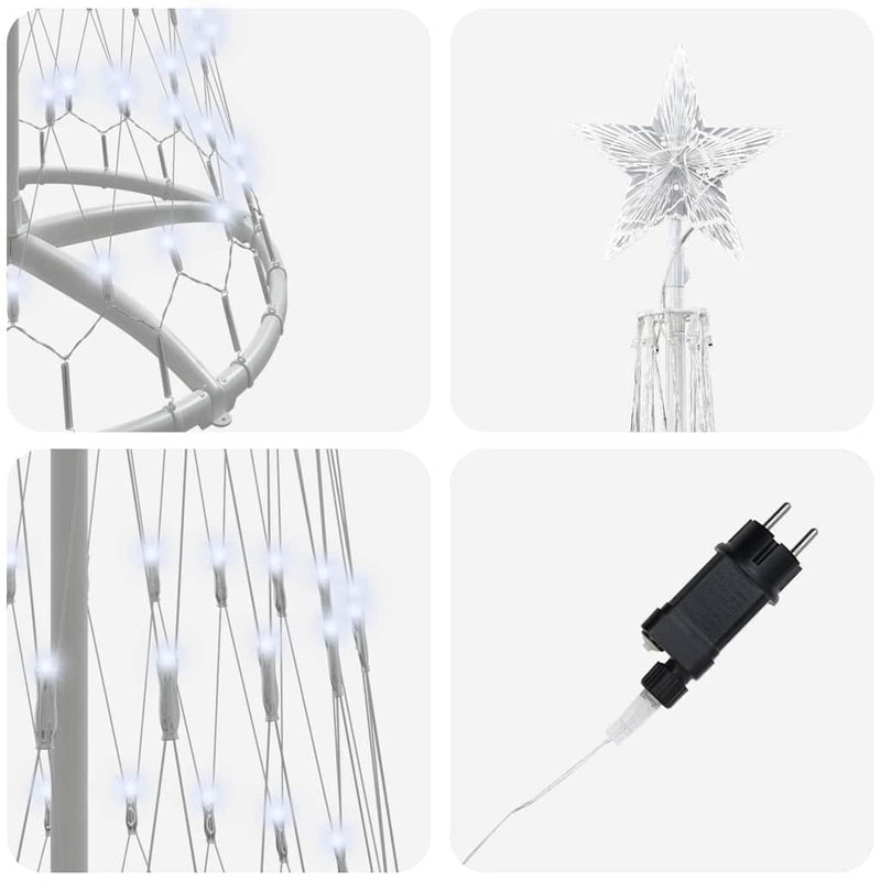 vidaXL LED Karácsonyi Fenyő Hideg fehér 70 x 70 x 250 cm Fém