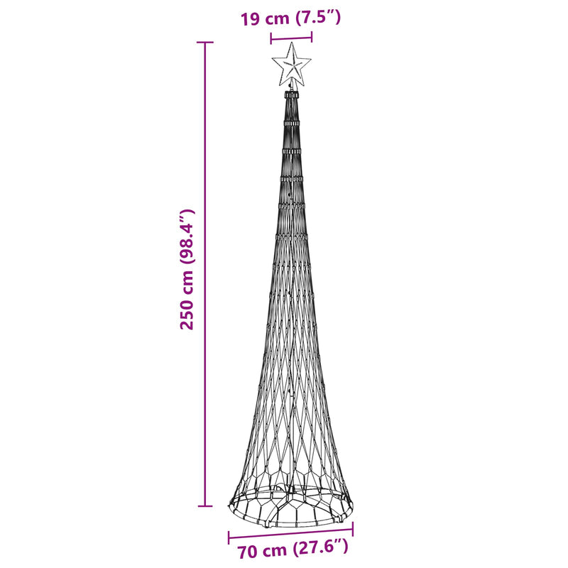 vidaXL LED Karácsonyi Fenyő Hideg fehér 70 x 70 x 250 cm Fém