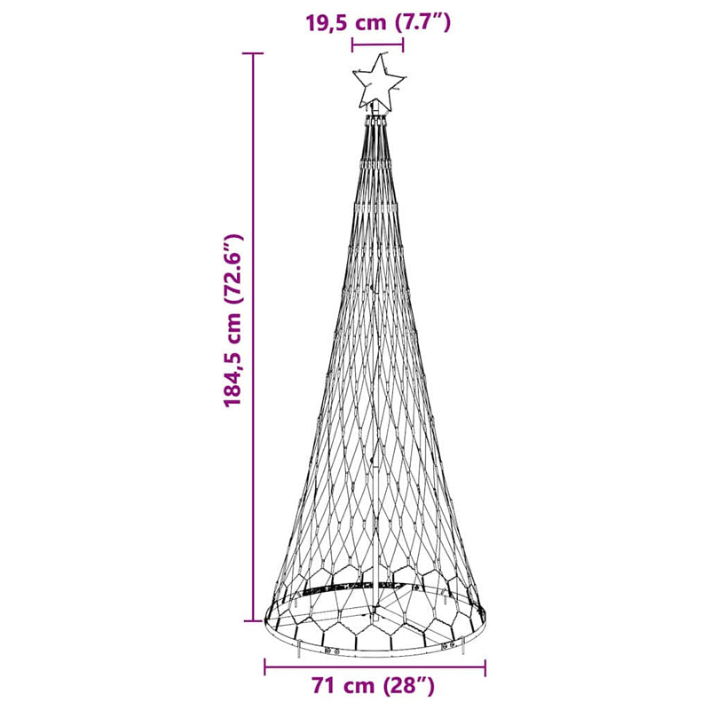 vidaXL LED Karácsonyi Fenyő 230 LED-del Kék 71 x 71 x 184.5 cm Fém