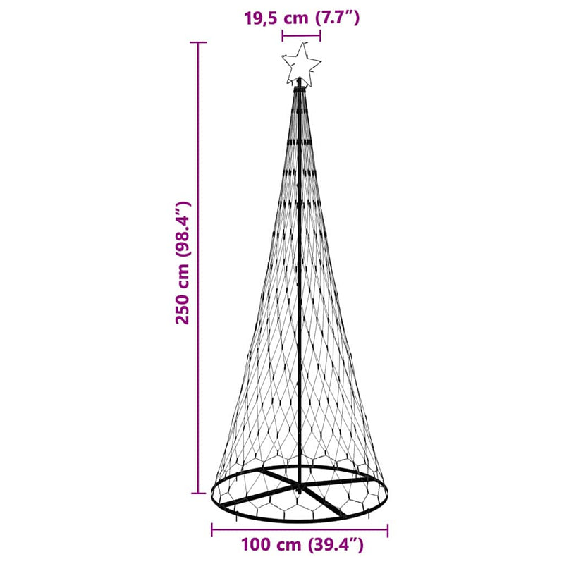 vidaXL LED Karácsonyi Fenyő Meleg fehér 100 x 100 x 250 cm Fém