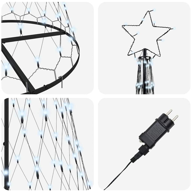 vidaXL LED Karácsonyi Fenyő Hideg fehér 100 x 100 x 250 cm Fém