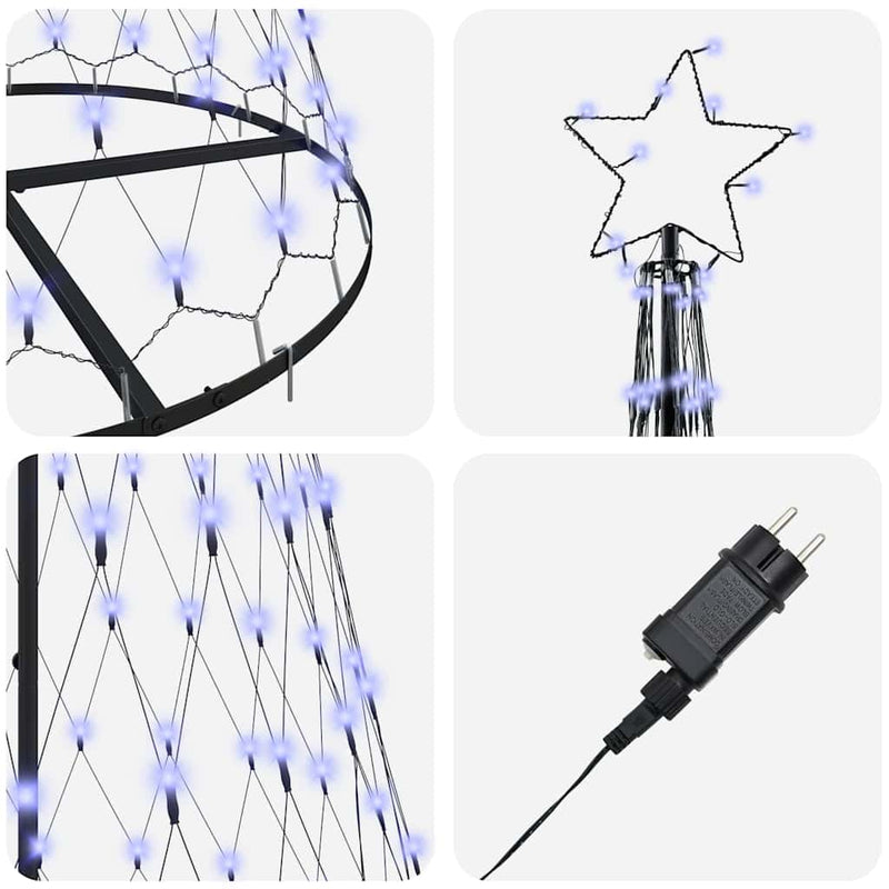 vidaXL LED Karácsonyi Fenyő 290 LED-del Kék 100 x 100 x 250 cm Fém