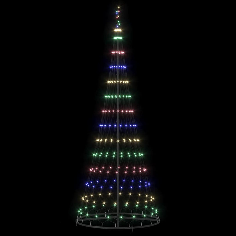 vidaXL LED Karácsonyi Fenyő állvánnyal Sokszínű 100 x 100 x 250 cm Fém