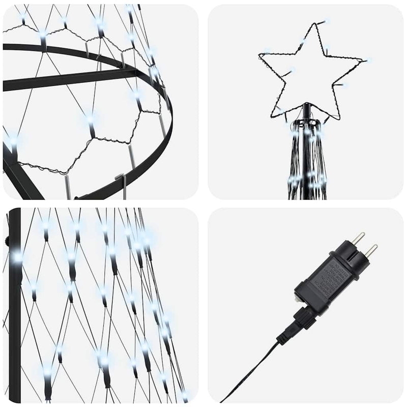 vidaXL LED Karácsonyi Fenyő Hideg fehér 100.5 x 100.5 x 302.5 cm Fém