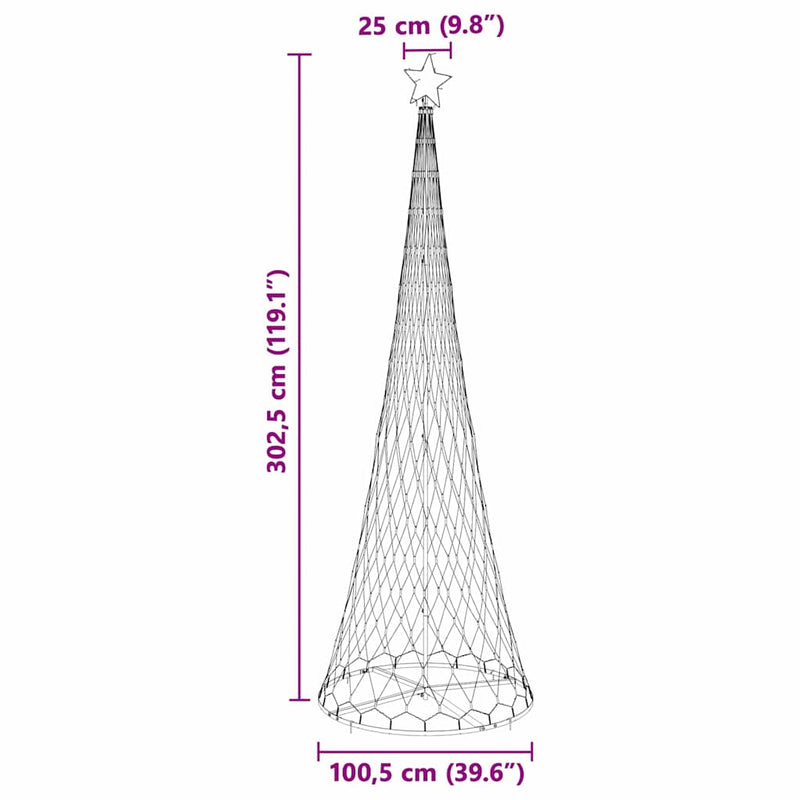 vidaXL LED Karácsonyi Fenyő Kék 100.5 x 100.5 x 302.5 cm Fém