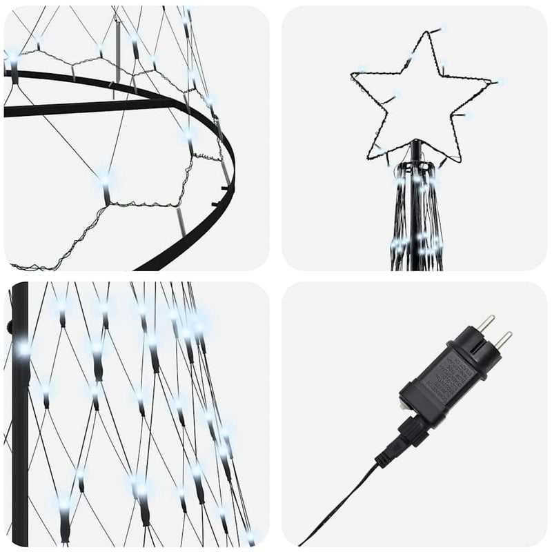 vidaXL LED Karácsonyi Fenyő Hideg fehér 138.5 x 138.5 x 399 cm Fém