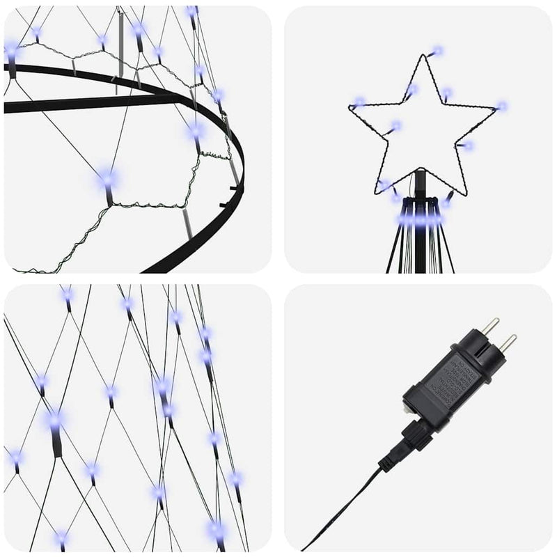 vidaXL LED Karácsonyi Fenyő 450 LED-del Kék 138.5 x 138.5 x 399 cm Fém