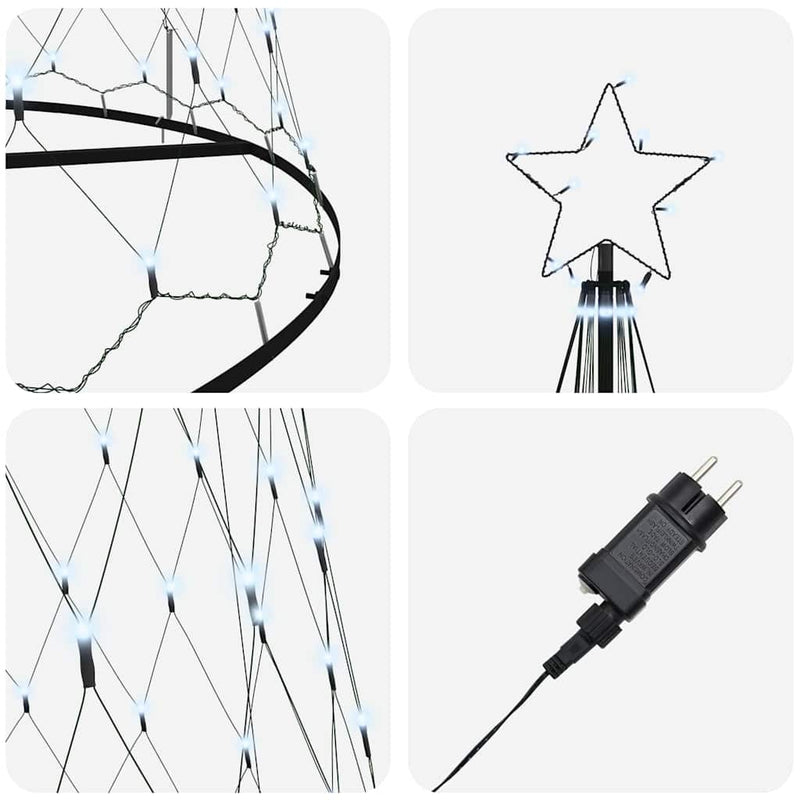 vidaXL LED Karácsonyi Fenyő Hideg fehér 160 x 160 x 500 cm Fém