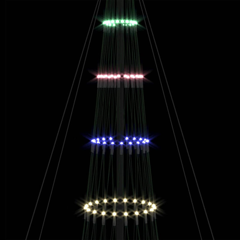 vidaXL LED Karácsonyi Fenyő állvánnyal Sokszínű 160 x 160 x 500 cm Fém