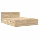 vidaXL Ágykeret fejtámlával fiókkal 2 pcs Sonoma 137 x 188 cm Faanyag