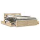 vidaXL Ágykeret fejtámlával fiókkal 2 pcs Sonoma 137 x 188 cm Faanyag