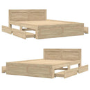 vidaXL Ágykeret fejtámlával fiókkal 2 pcs Sonoma 137 x 188 cm Faanyag