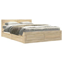 vidaXL Ágykeret fejtámlával fiókkal 2 pcs Sonoma 137 x 188 cm Faanyag