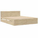 vidaXL Ágykeret fejtámlával fiókkal 2 pcs Sonoma 153 x 203 cm Faanyag