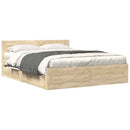 vidaXL Ágykeret fejtámlával fiókkal 2 pcs Sonoma 153 x 203 cm Faanyag