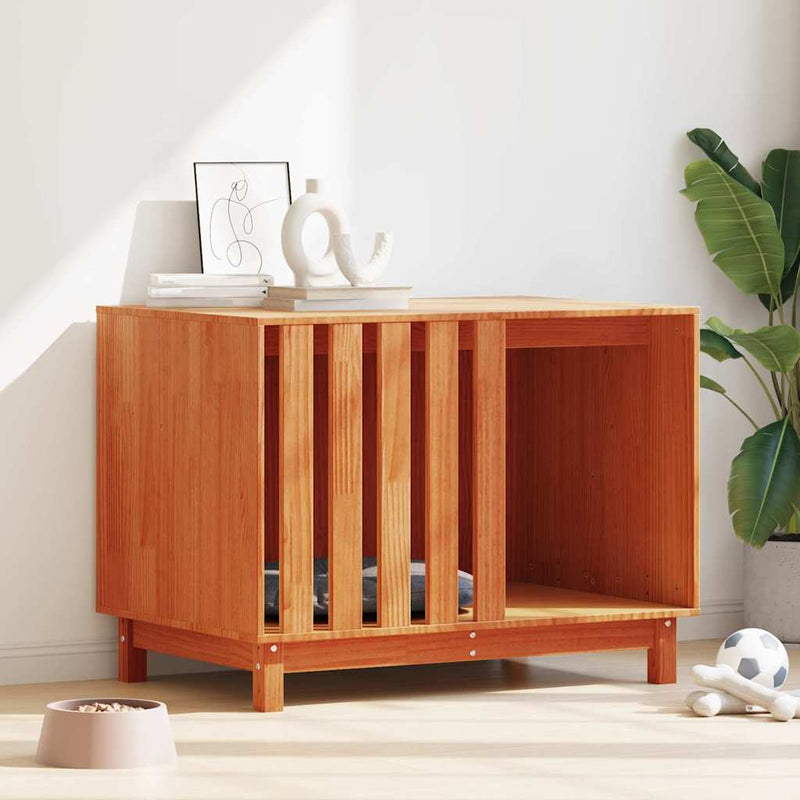 vidaXL Kutyaház tárolóval Faggyú barna 100 x 70 x 70 cm Tömör fenyőfa