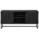 vidaXL TV szekrény Fekete 105 x 30 x 54 cm Tömör Mangófa és Műszaki Fa
