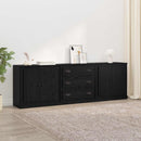 vidaXL Oldalszekrények fiókkal 3 pcs Fekete Tölgy 210 x 35,5 x 67,5 cm