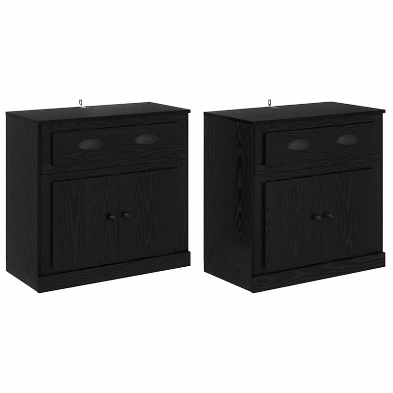 vidaXL Oldalszekrények 2 pcs Fekete tölgy 70 x 35,5 x 67,5 cm Faanyag