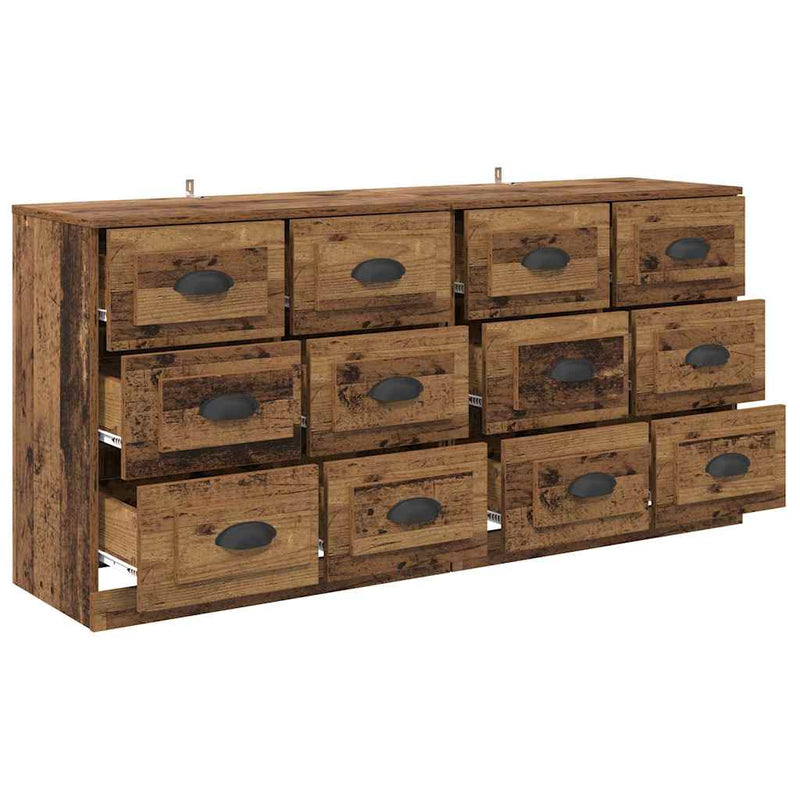 vidaXL Oldalszekrények 2 pcs Öreg fa 70 x 35,5 x 67,5 cm Faanyag