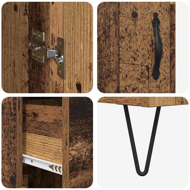 vidaXL Magasfiú fiókkal Öreg fa 69,5 x 34 x 180 cm Faanyag