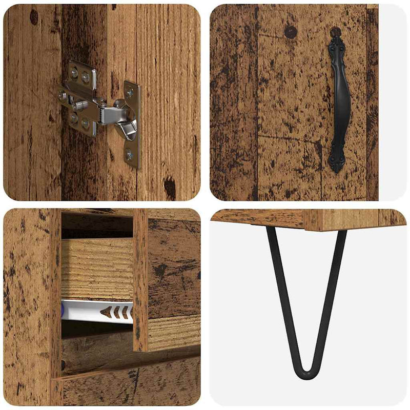 vidaXL Magasfiú fiókkal Öreg fa 69,5 x 34 x 180 cm Faanyag