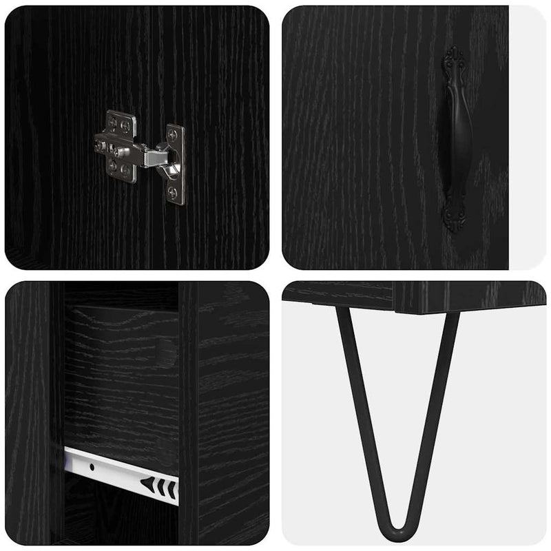 vidaXL Magasfiú fiókkal Fekete tölgy 69,5 x 34 x 180 cm Faanyag