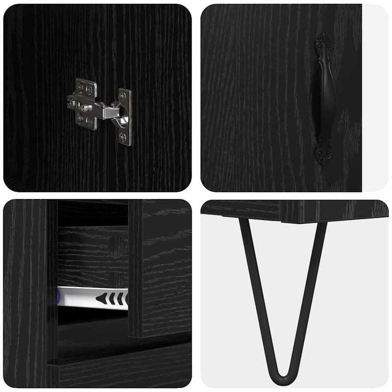 vidaXL Magasfiú fiókkal Fekete tölgy 69,5 x 34 x 180 cm Faanyag