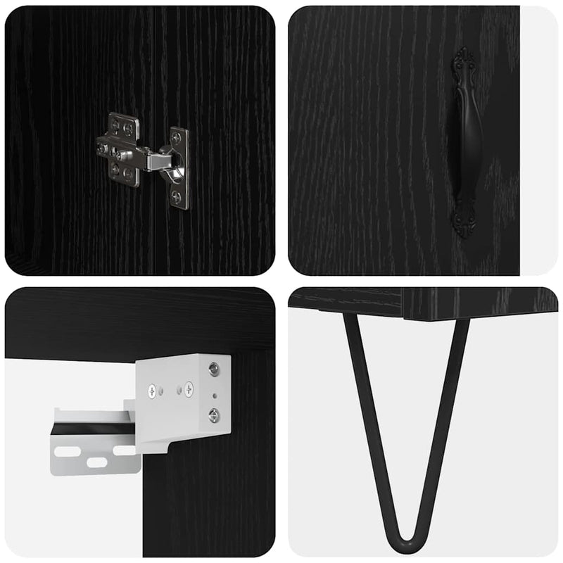 vidaXL Magasfiú Fekete tölgy 69,5 x 34 x 180 cm Faanyag