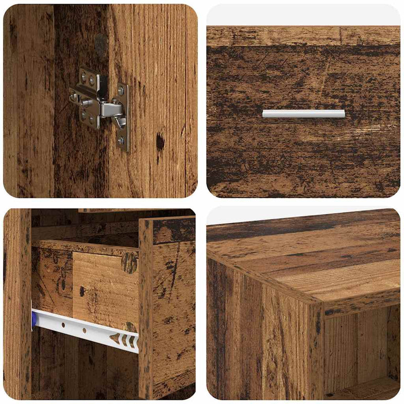 vidaXL Magasfiú Falra szerelhető Öreg fa 50 x 42,5 x 225 cm Faanyag