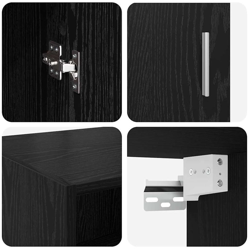 vidaXL Tárolószekrény Fekete tölgy 80 x 42,5 x 225 cm Faanyag