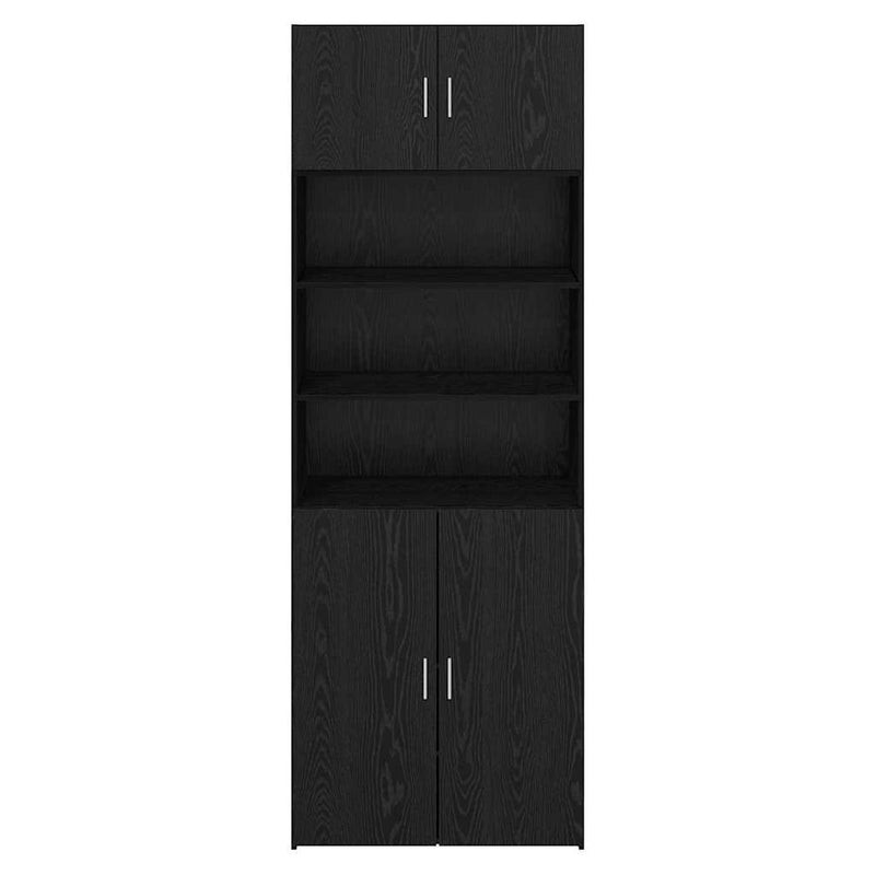 vidaXL Tárolószekrény Fekete tölgy 80 x 42,5 x 225 cm Faanyag