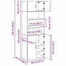 vidaXL Tárolószekrény Fekete tölgy 80 x 42,5 x 225 cm Faanyag