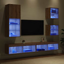 vidaXL TV Fali Egységek LED-del 5 pcs Artisan tölgy Faanyag
