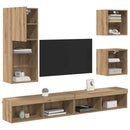vidaXL TV Fali Egységek LED-del 5 pcs Artisan tölgy Faanyag
