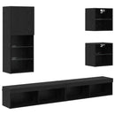 vidaXL TV Fali Egységek LED-del 5 pcs Fekete tölgy Faanyag